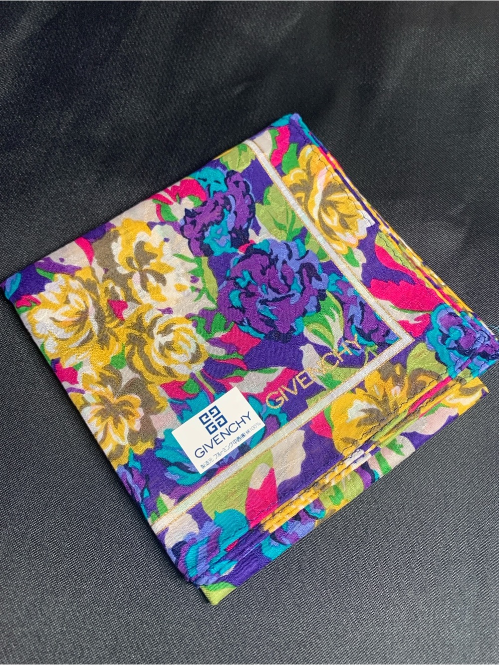 Givenchy Floral Mini Scarf in Purple, Yellow, Green & Pink
